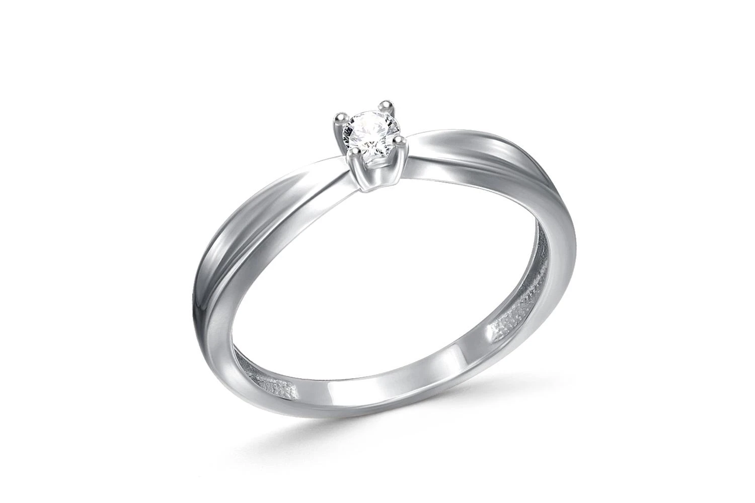 Кольцо из белого золота с бриллиантом