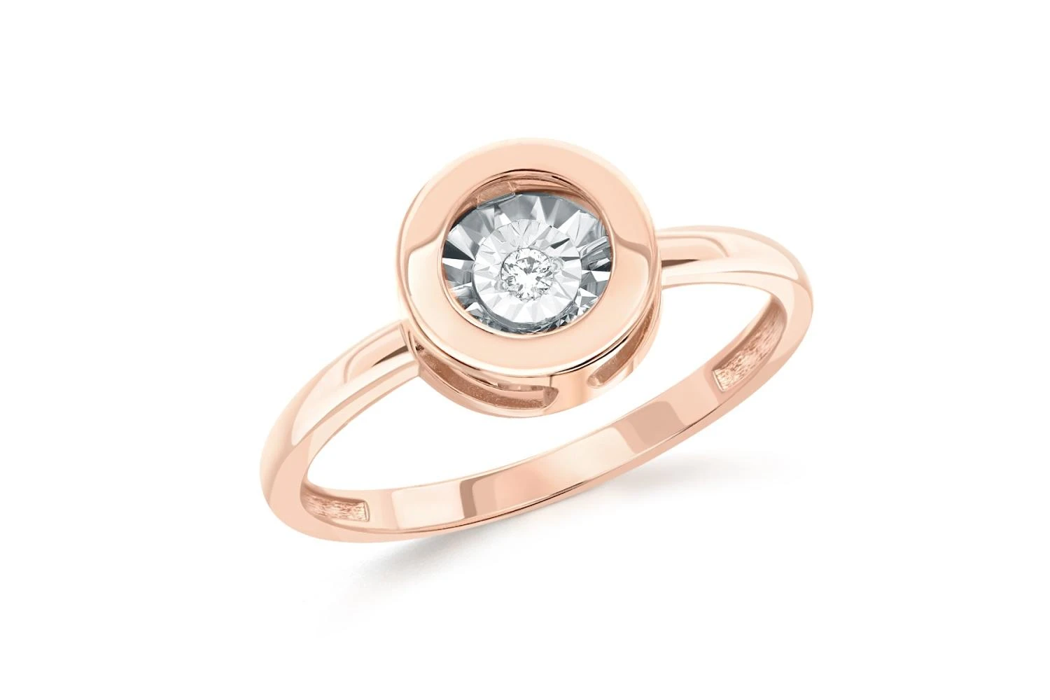 Кольцо из красного золота с бриллиантом