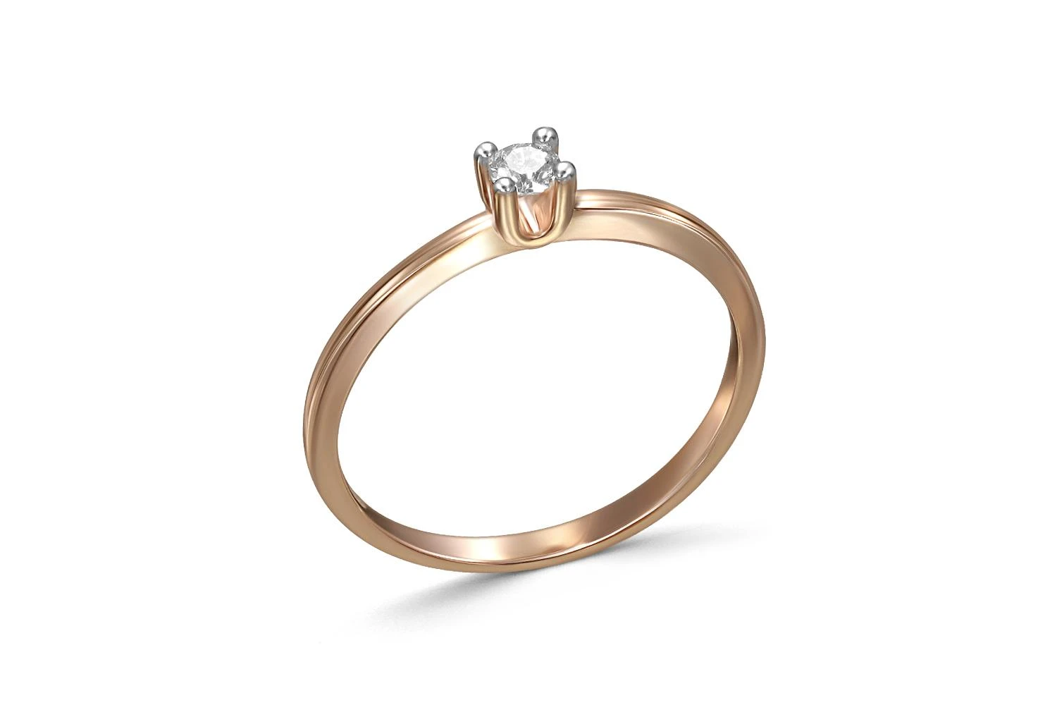 Кольцо помолвочное из красного золота с бриллиантом