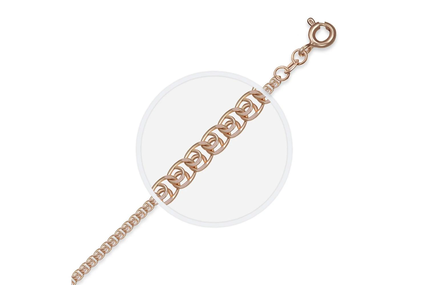 Цепь плетение лав ⌀ нити 0,40 мм  из красного золота