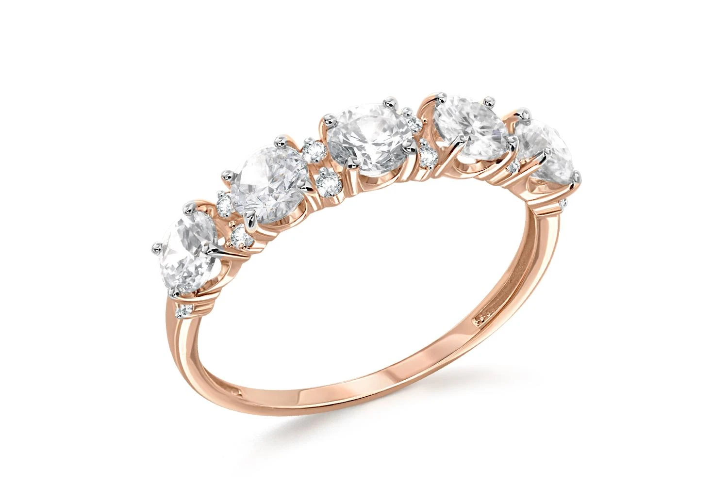 Кольцо Дорожка из красного золота с 17 муассанитами