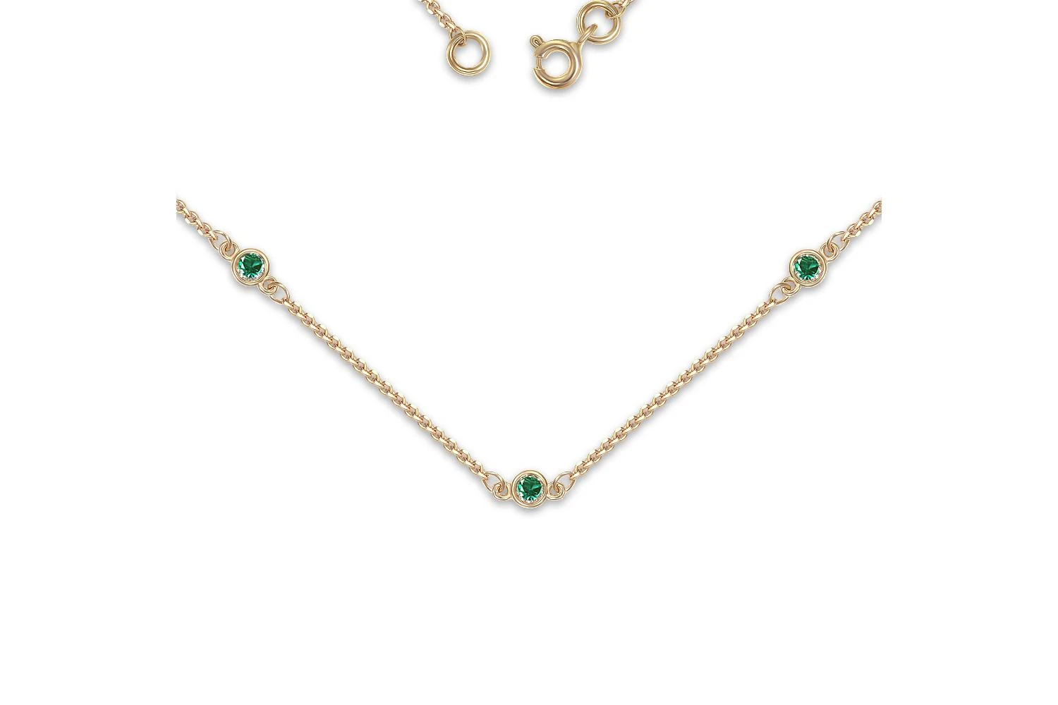 Колье из жёлтого золота с 3 изумрудами