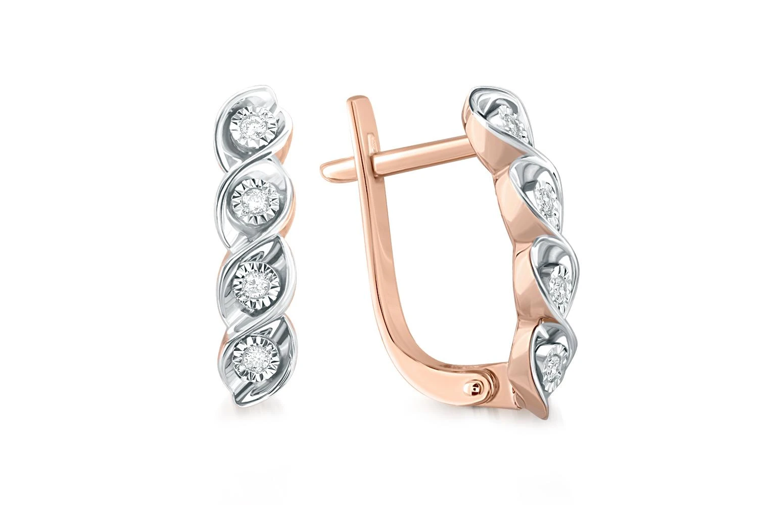 Серьги Дорожки из красного золота с 8 бриллиантами