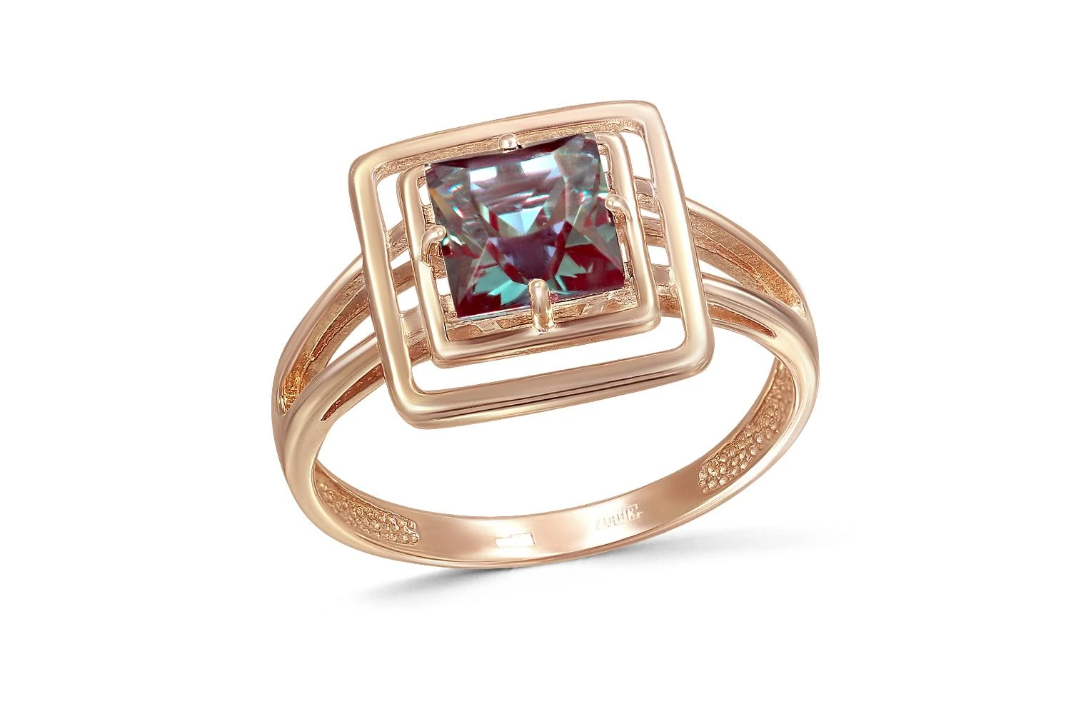 Кольцо из красного золота с александритом