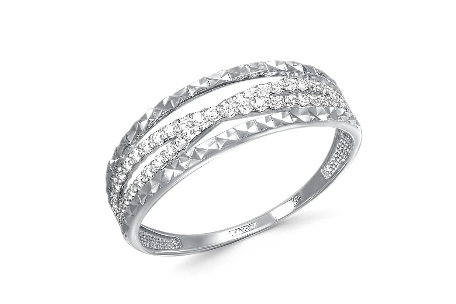 Кольцо Дорожка из белого золота с 41 фианитами