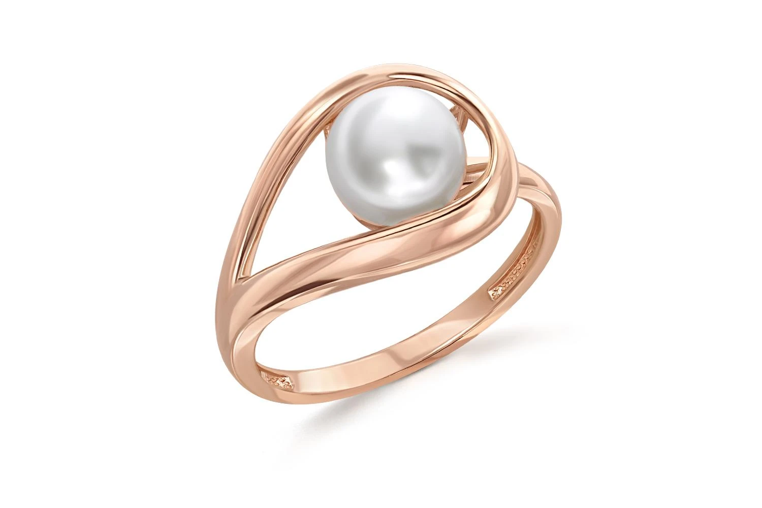 Кольцо из красного золота с жемчугом