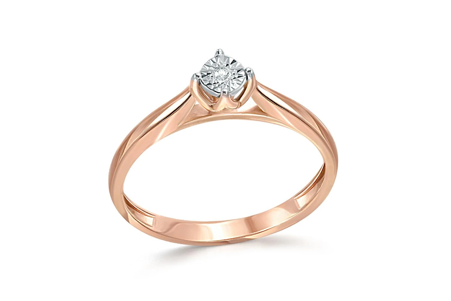 Кольцо из красного золота с бриллиантом