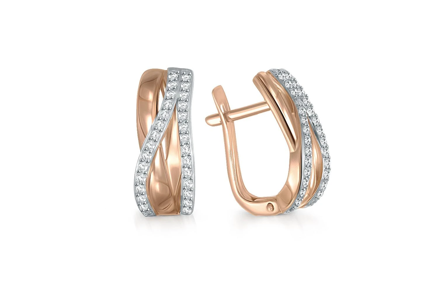 Серьги из красного золота с 58 фианитами