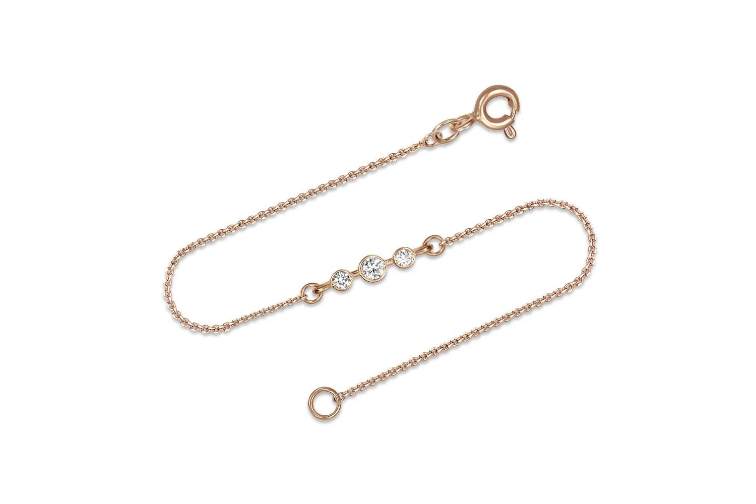 Браслет из красного золота с 3 бриллиантами