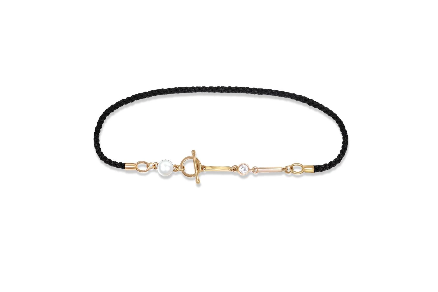 Браслет из жёлтого золота с жемчугом и фианитом