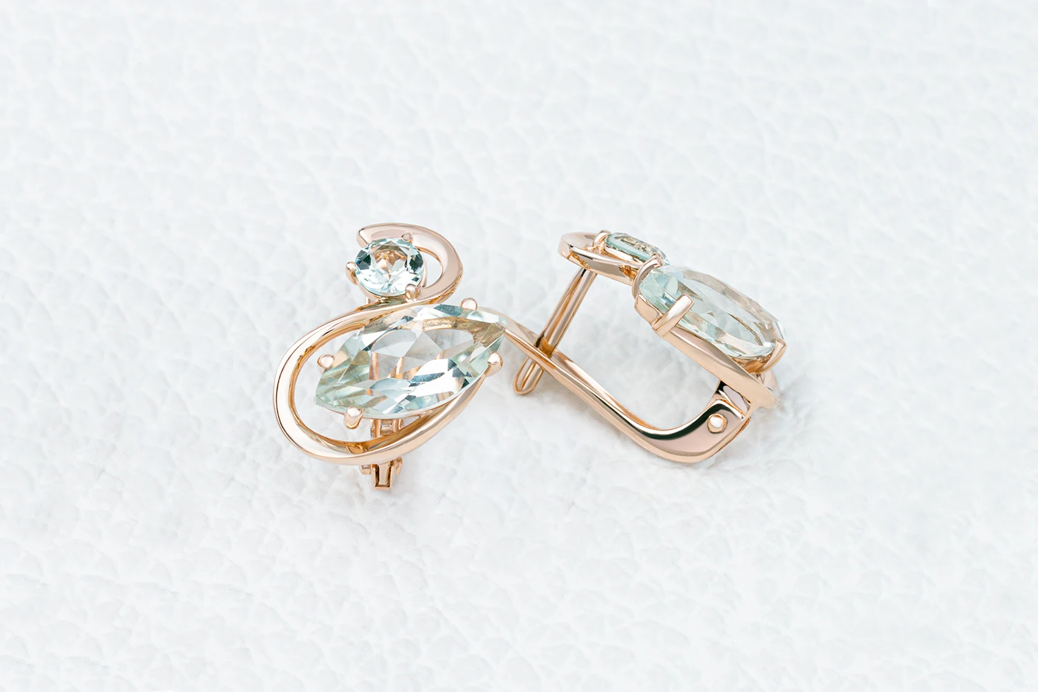 Серьги из красного золота с 4 празиолитами