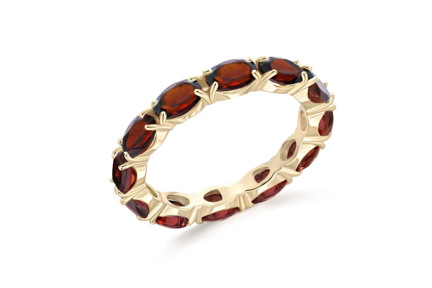 Кольцо Дорожка из жёлтого золота с 12 гранатами