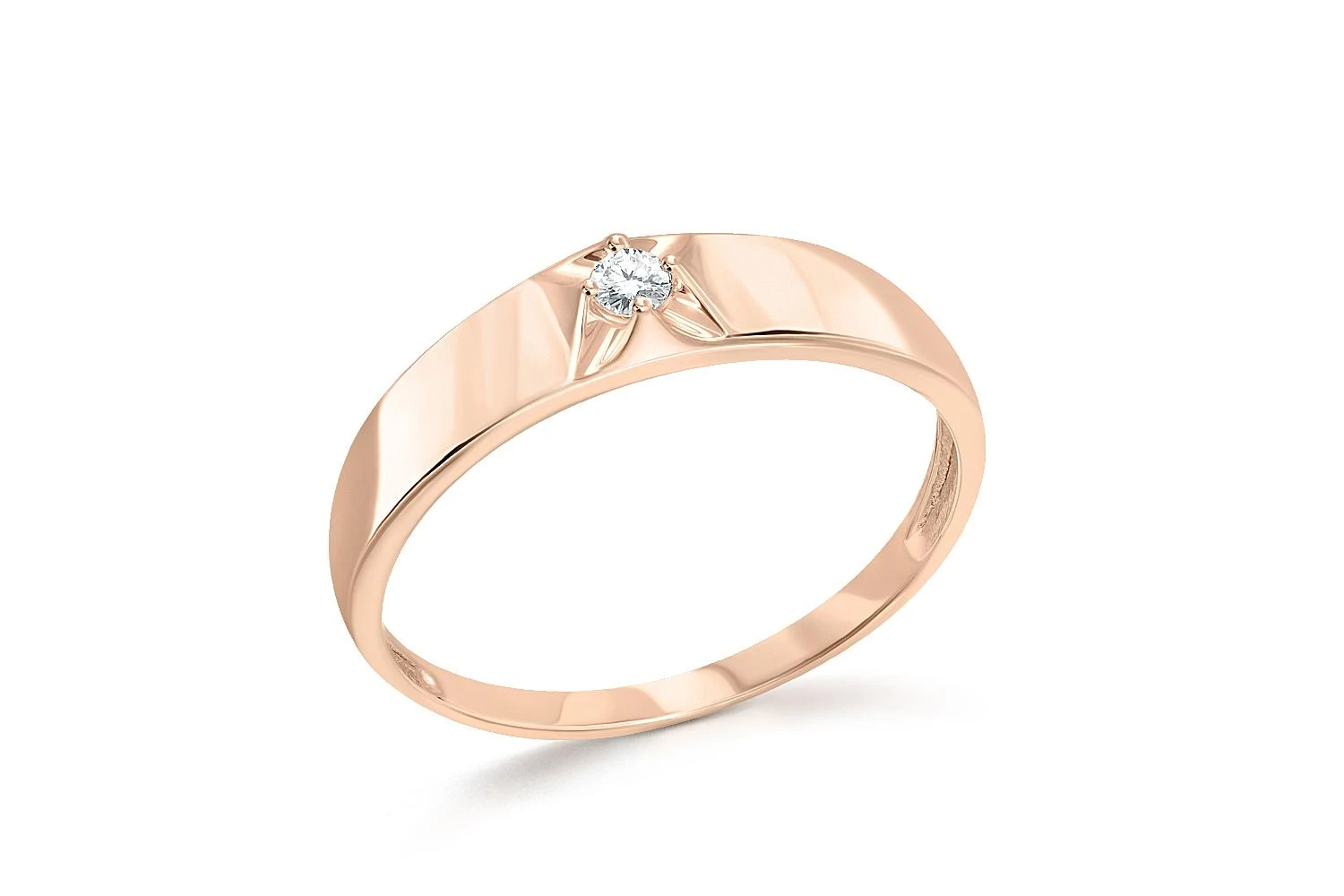 Кольцо из красного золота с фианитом