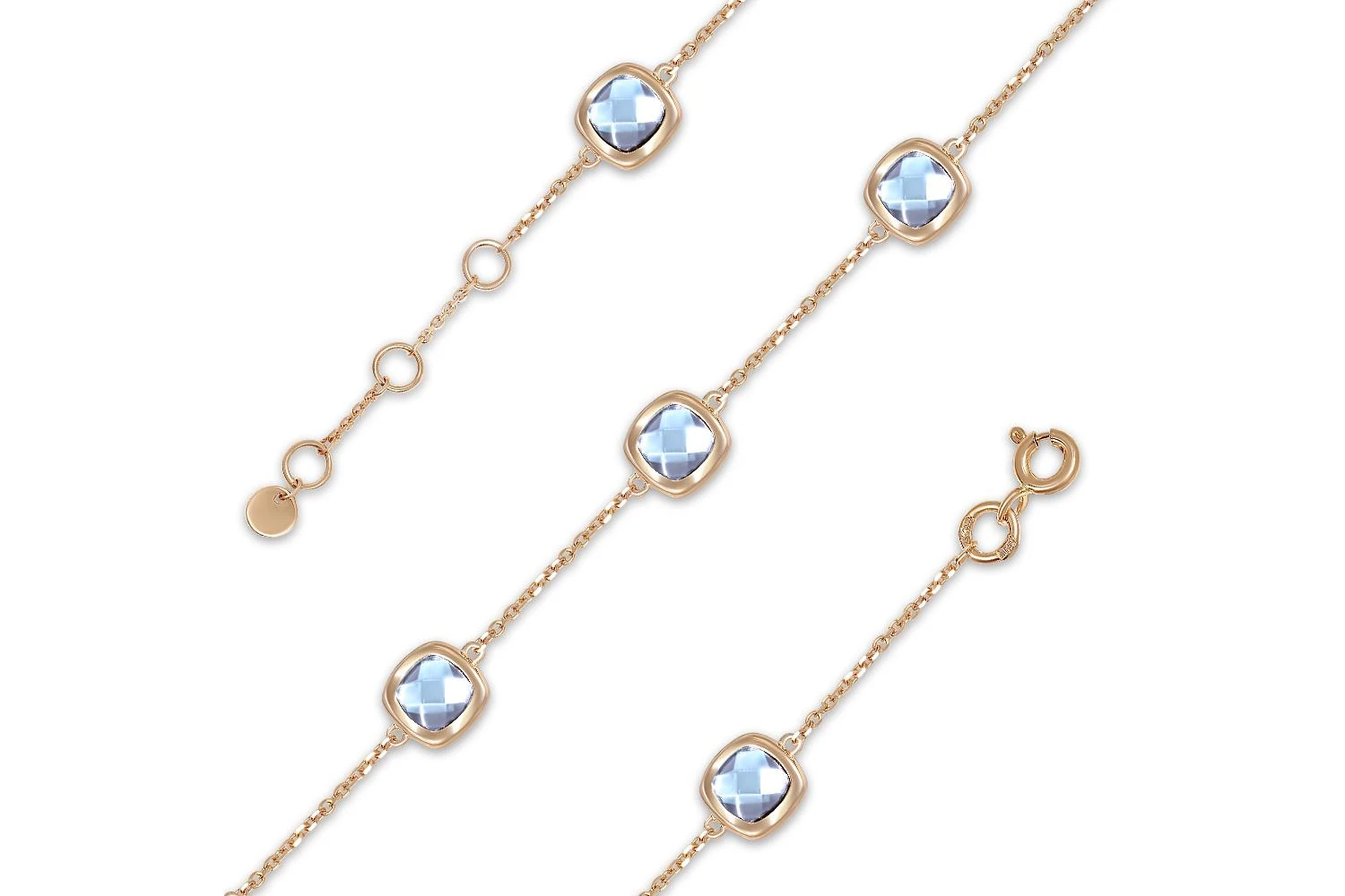 Браслет из красного золота с 5 топазами sky