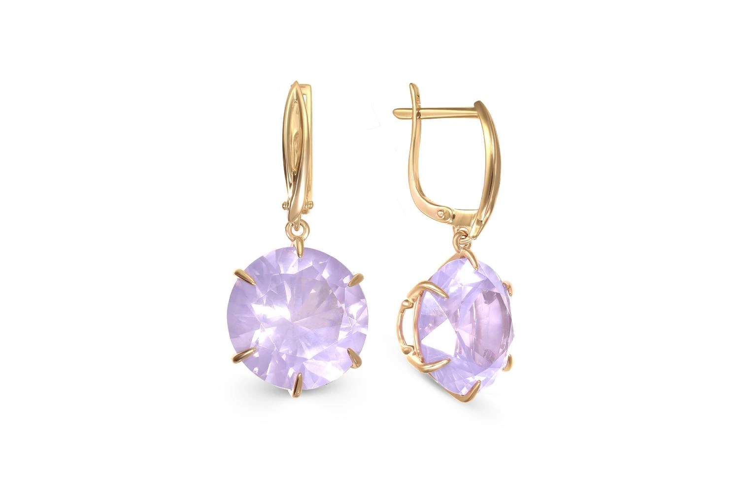 Серьги из жёлтого золота с 2 ситаллами