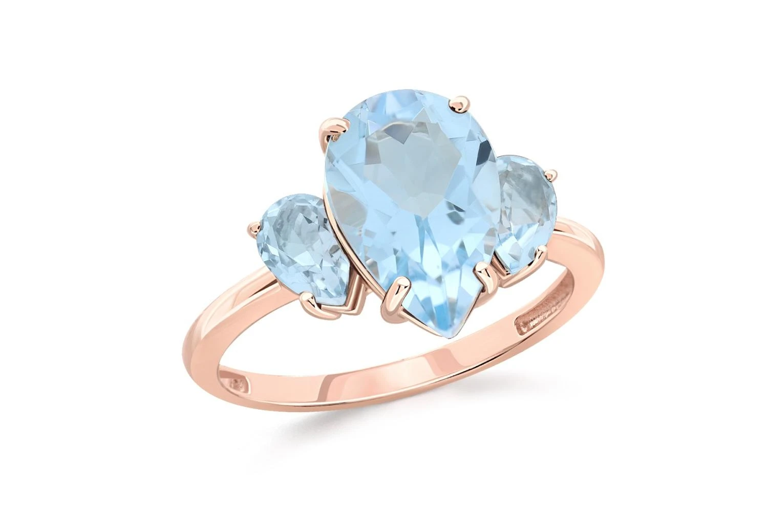 Кольцо из красного золота с 3 топазами sky