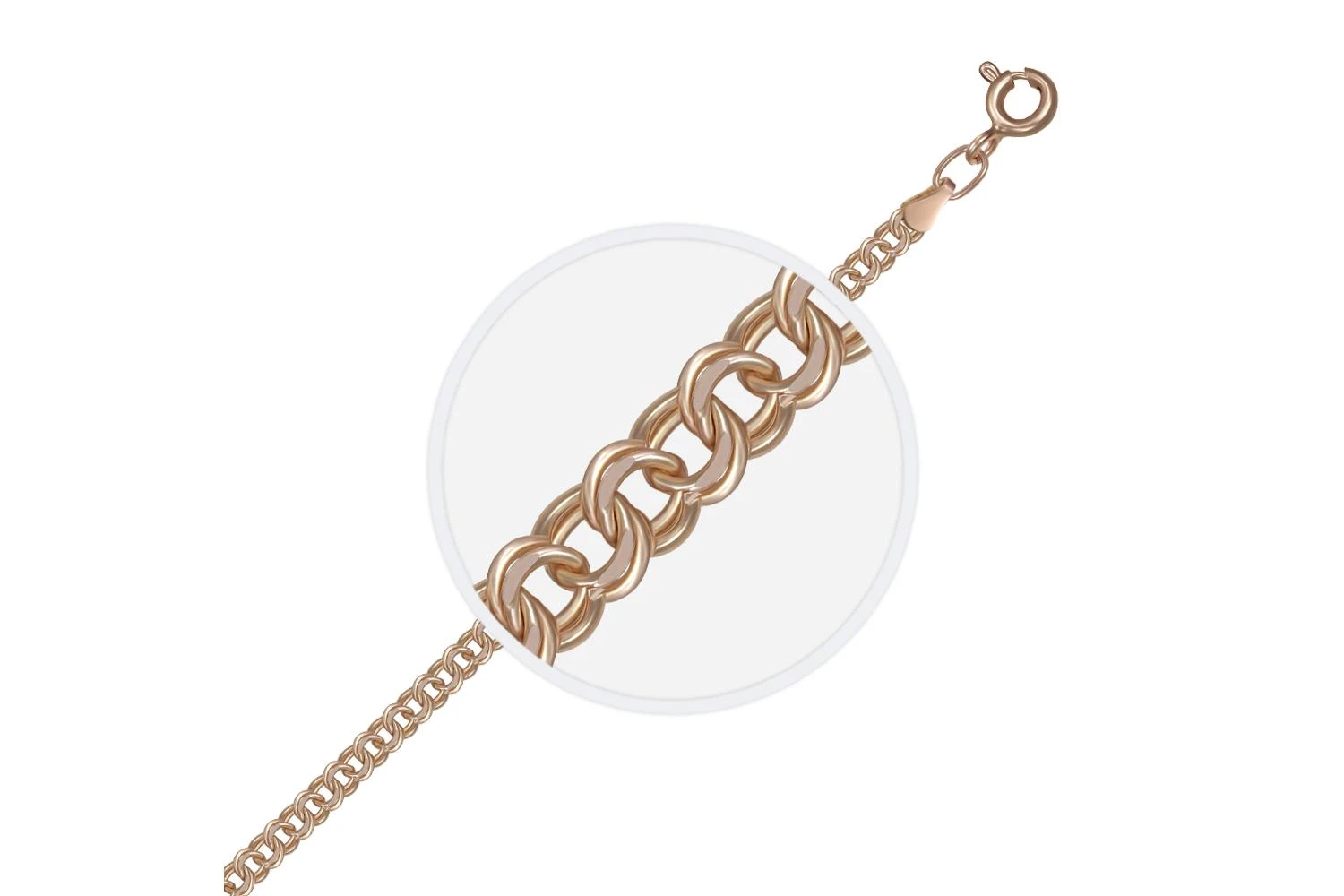 Цепь плетение гарибальди ⌀ нити 0,60 мм  из красного золота