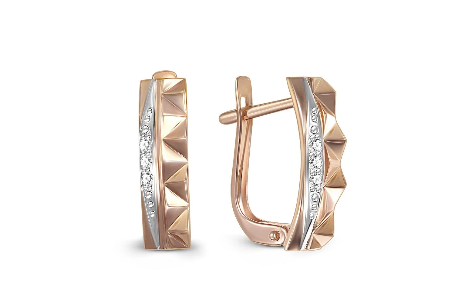 Серьги из красного золота с 6 фианитами