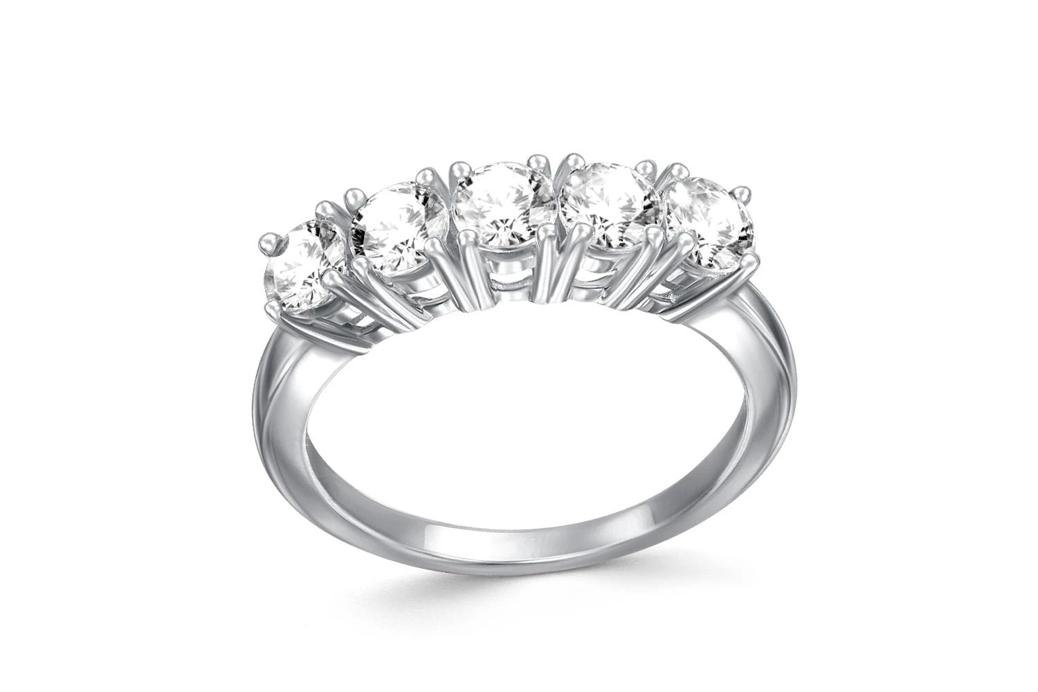 Кольцо Дорожка из белого золота с 5 фианитами