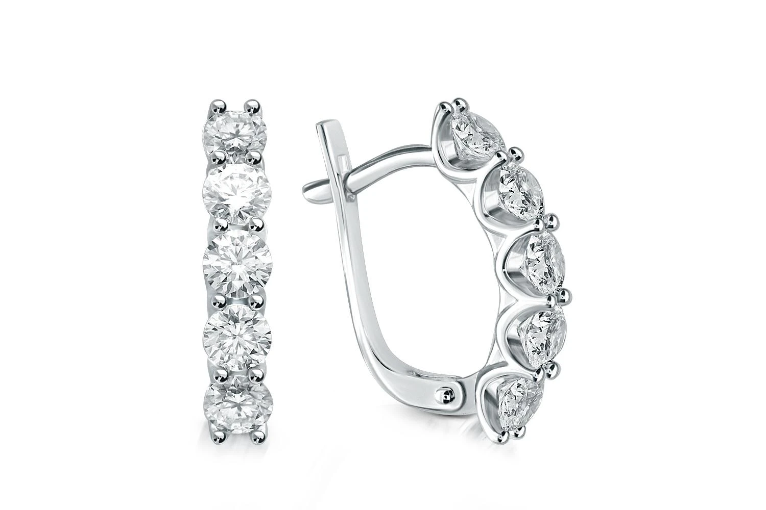 Серьги Дорожки из белого золота с 10 муассанитами