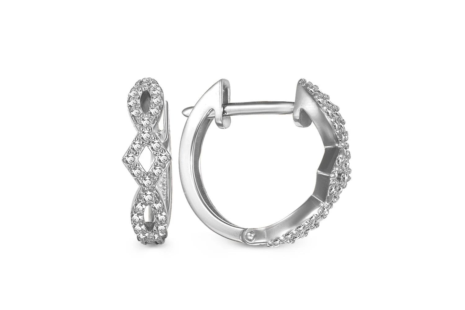 Серьги из белого золота с 54 фианитами