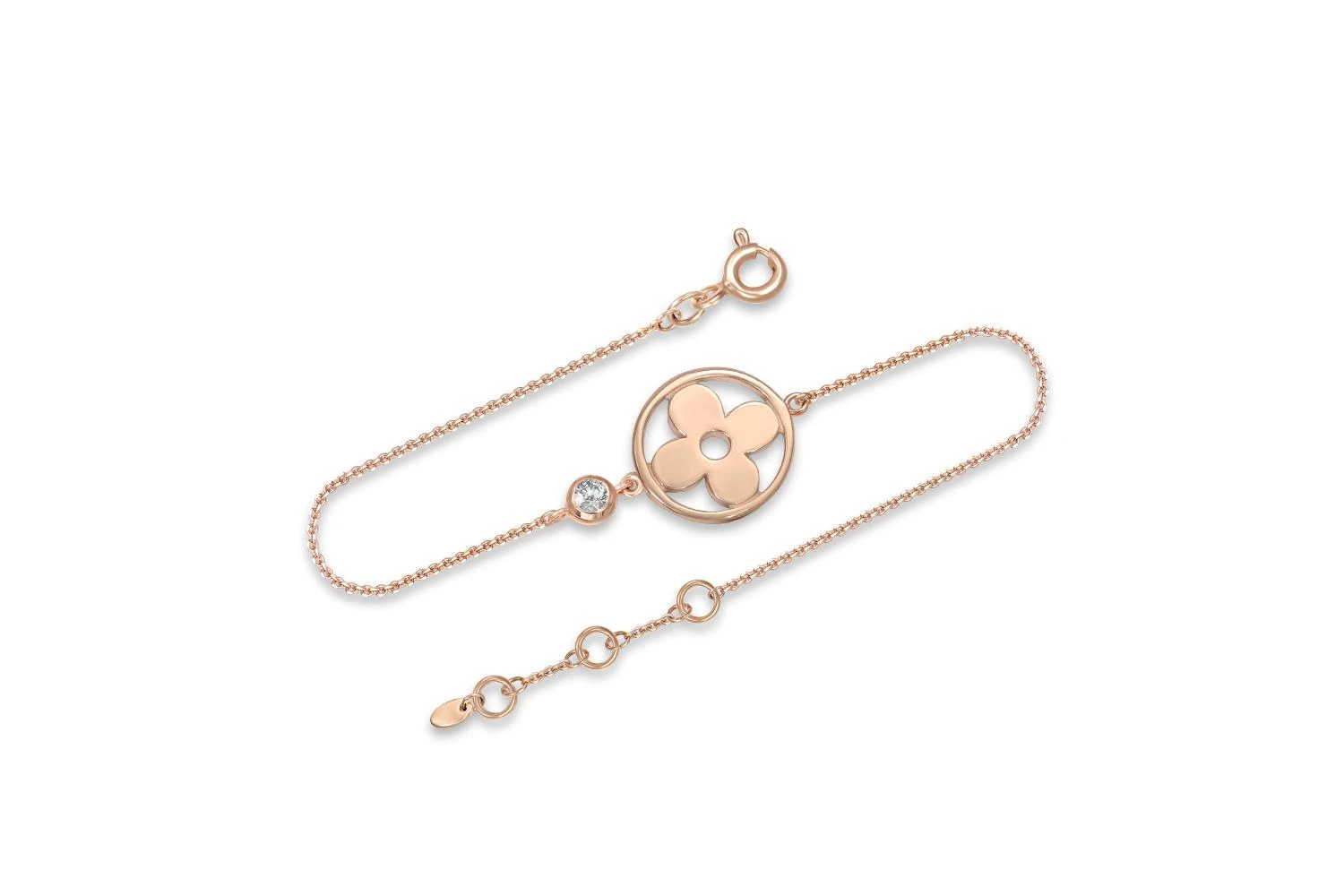 Браслет Клевер из красного золота с фианитом