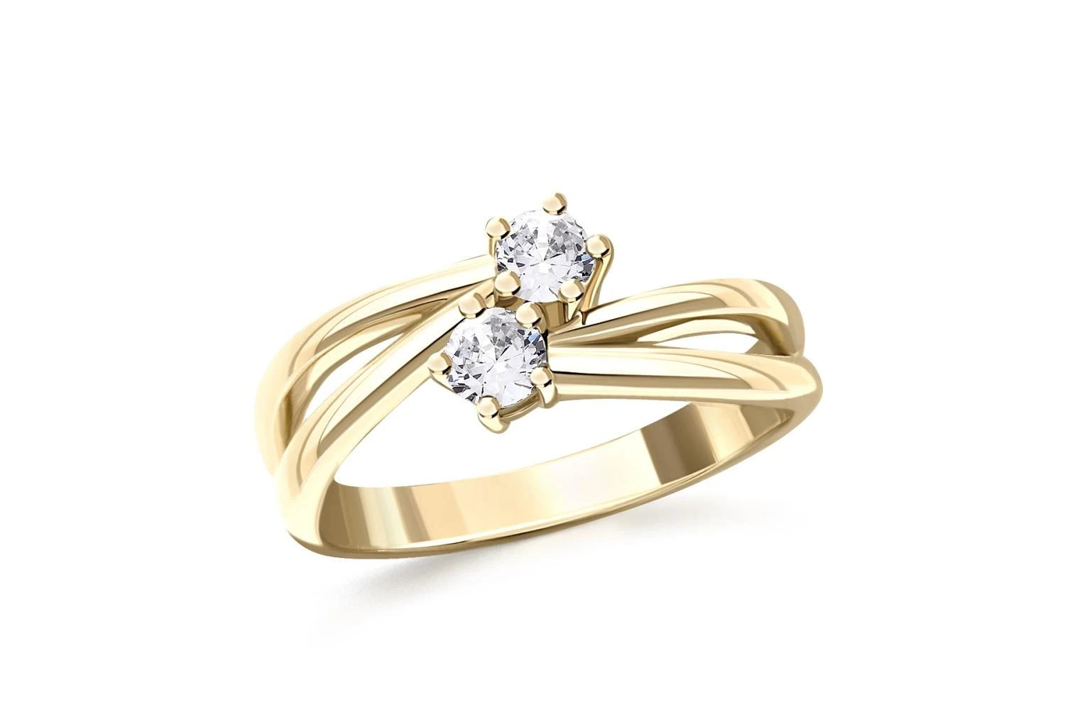 Кольцо из жёлтого золота с 2 муассанитами