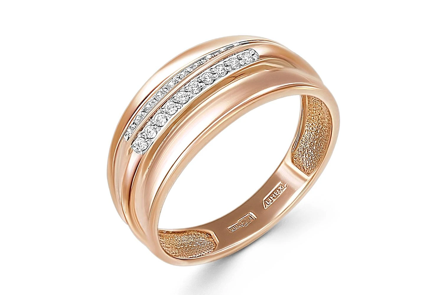 Кольцо из красного золота с 20 фианитами