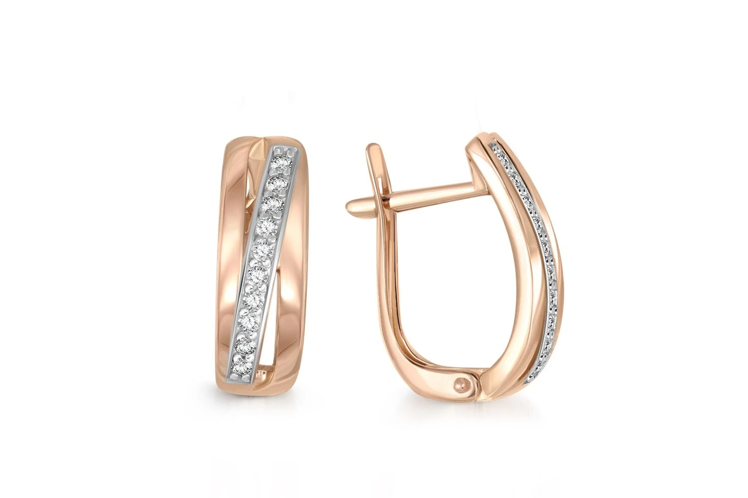 Серьги из красного золота с 20 фианитами