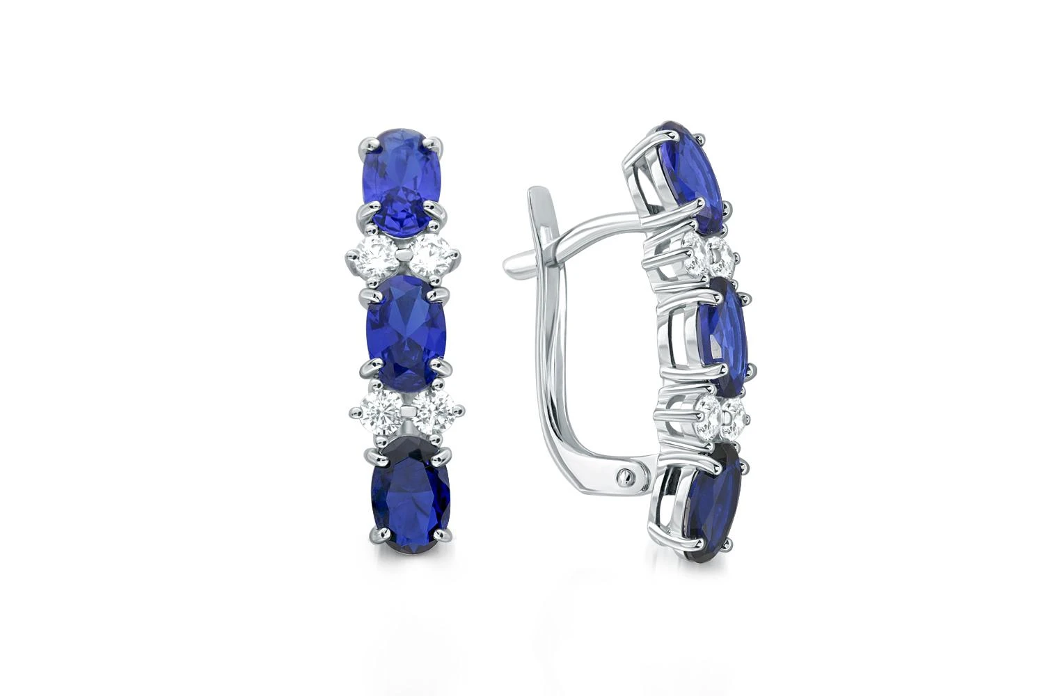 Серьги из белого золота с 14 фианитами