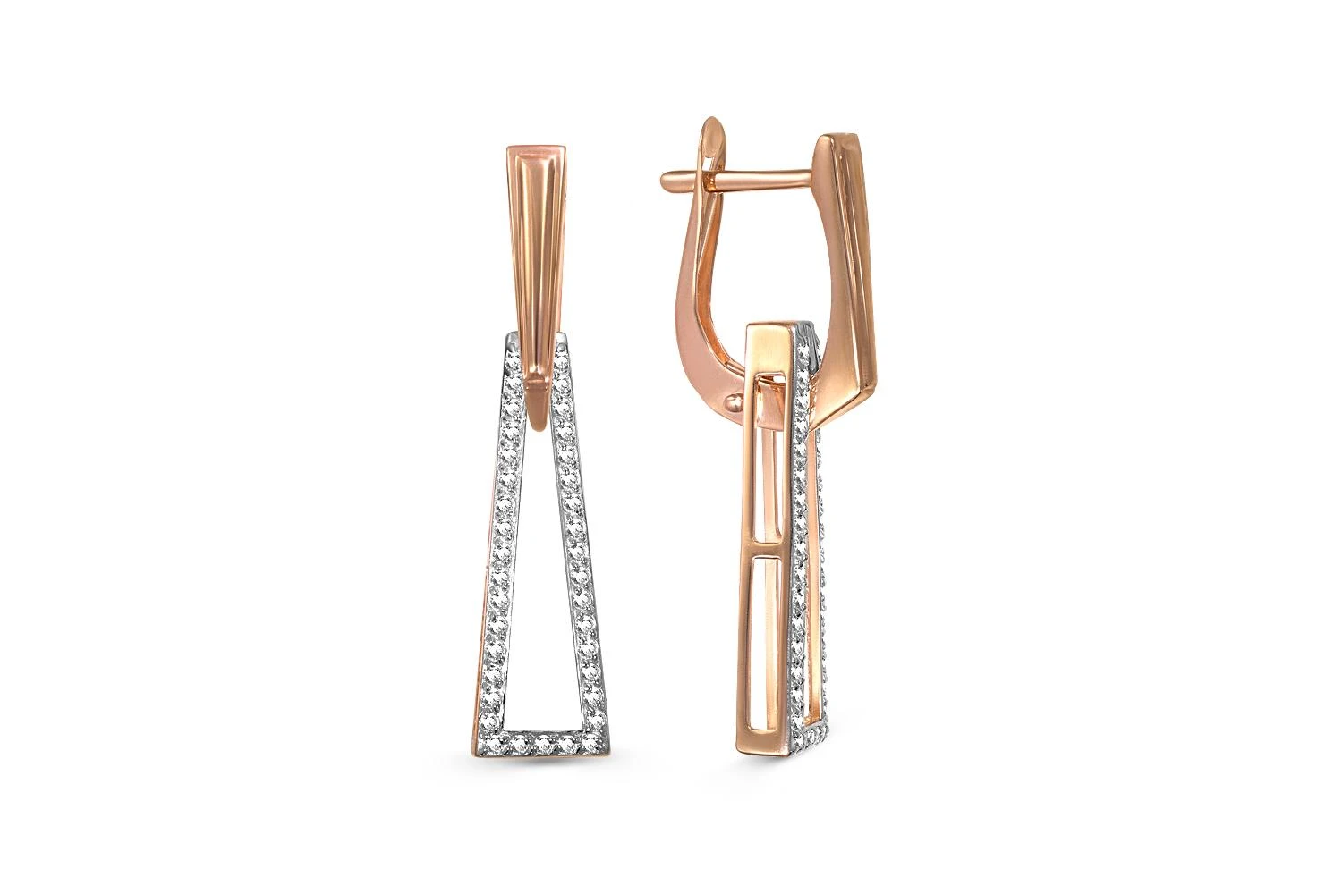 Серьги-трансформеры из красного золота с 74 бриллиантами