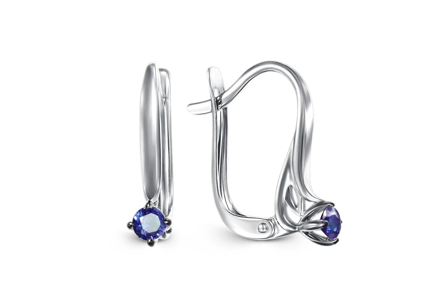 Серьги из белого золота с 2 сапфирами