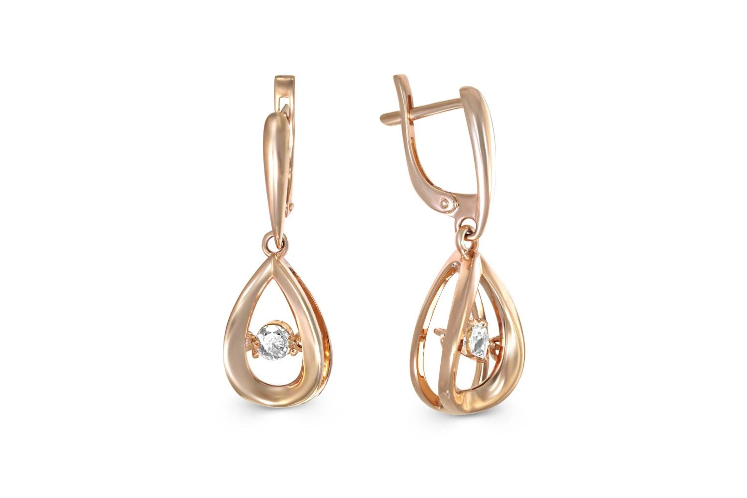 Серьги из красного золота с 2 бриллиантами