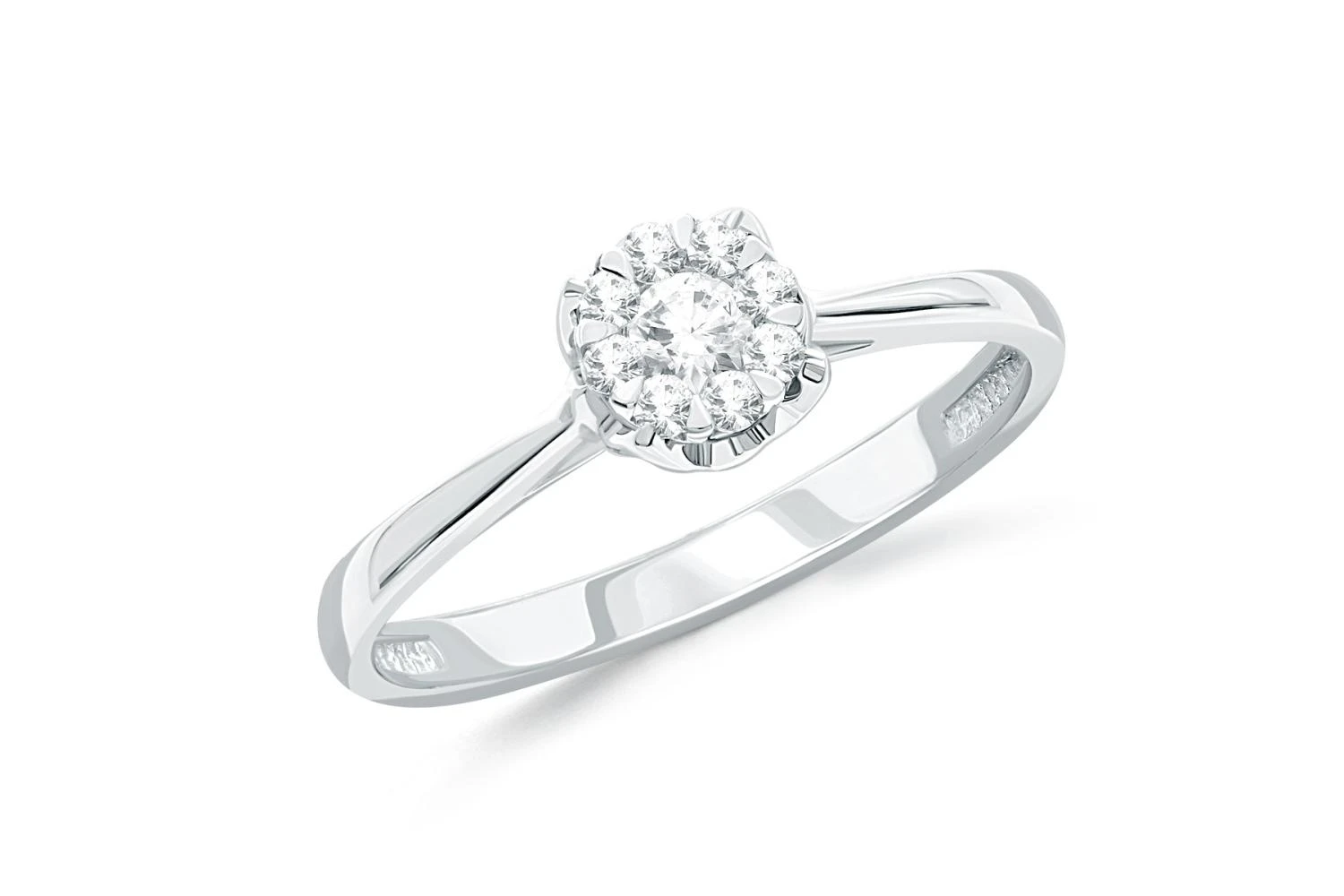 Кольцо Малинка из белого золота с 9 бриллиантами