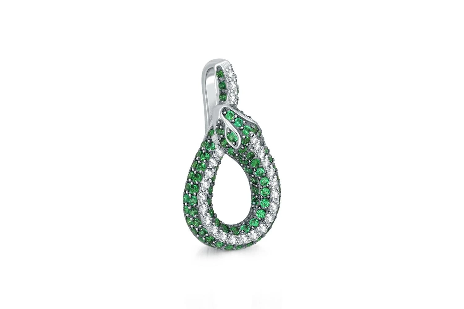 Подвеска Змея из белого золота с 126 фианитами