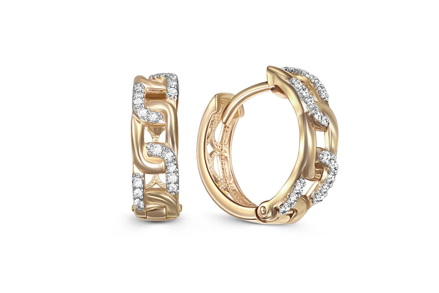 Серьги из жёлтого золота с 36 фианитами