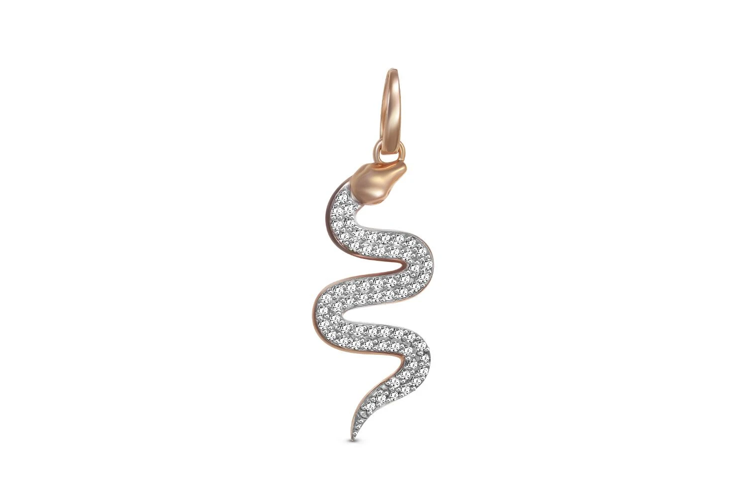 Подвеска Змея из красного золота с 61 фианитами
