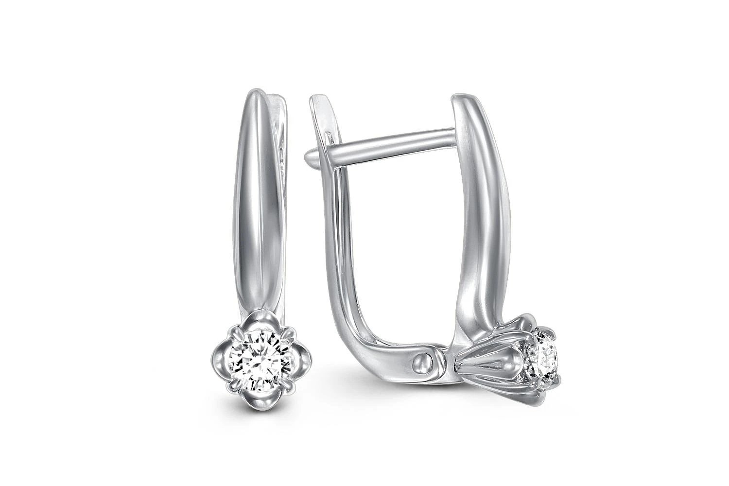 Серьги из белого золота с 2 бриллиантами