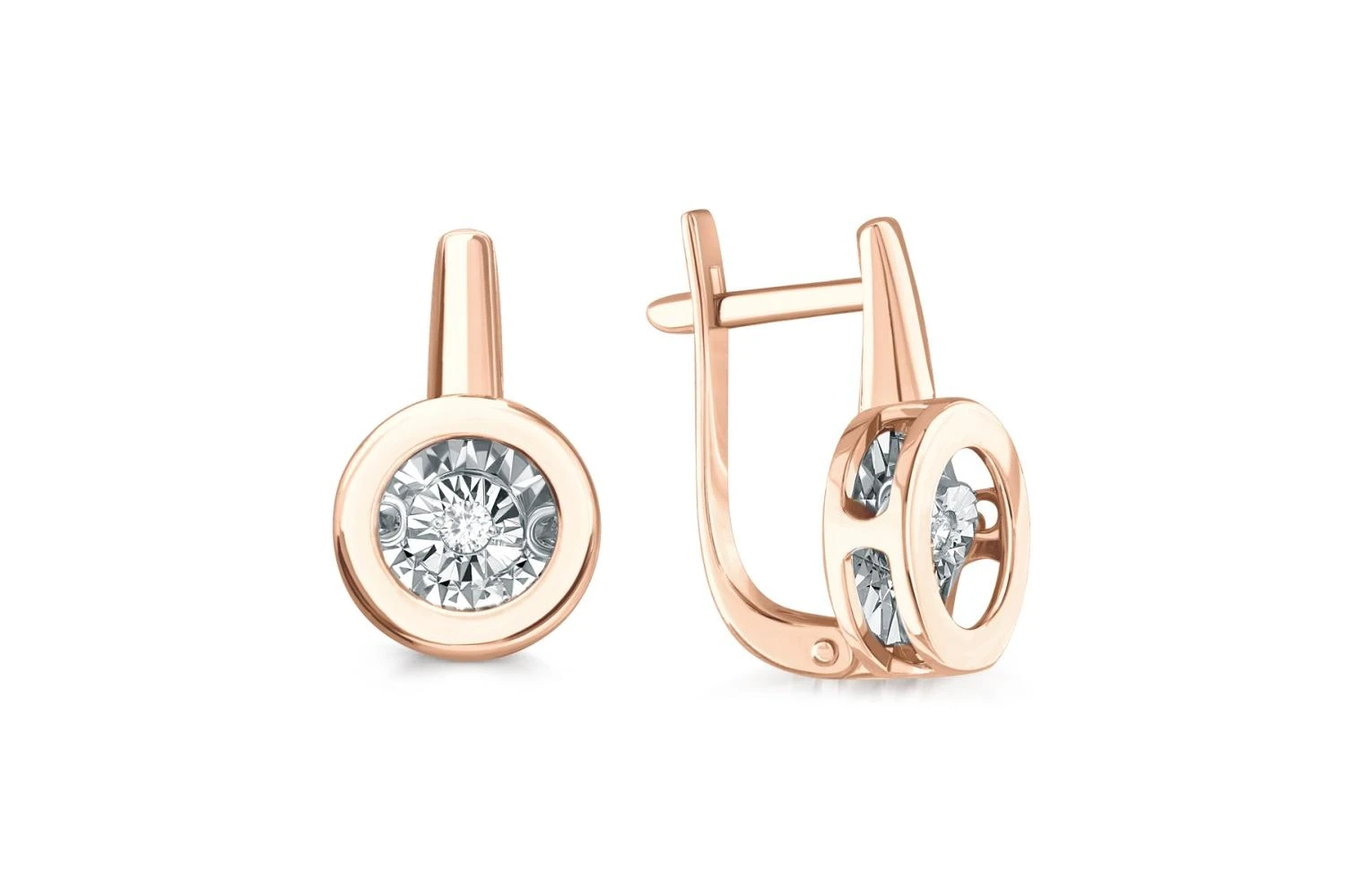 Серьги из красного золота с 2 бриллиантами