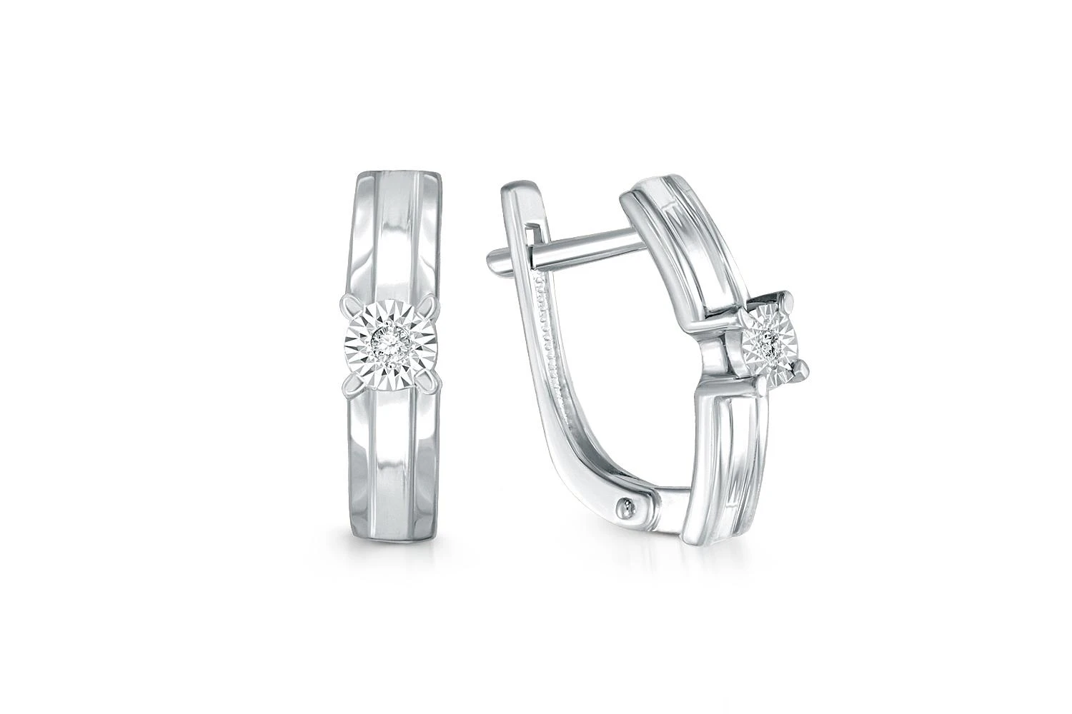 Серьги из белого золота с 2 бриллиантами