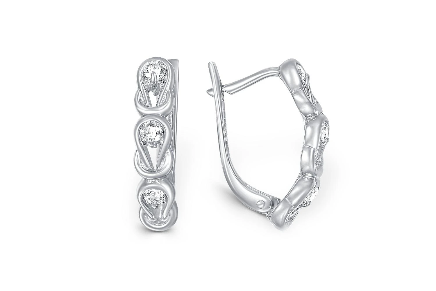 Серьги из белого золота с 6 бриллиантами