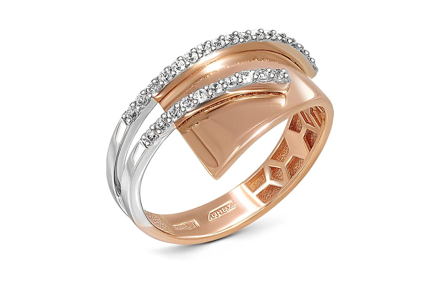 Кольцо Дорожка из красного золота с 27 фианитами