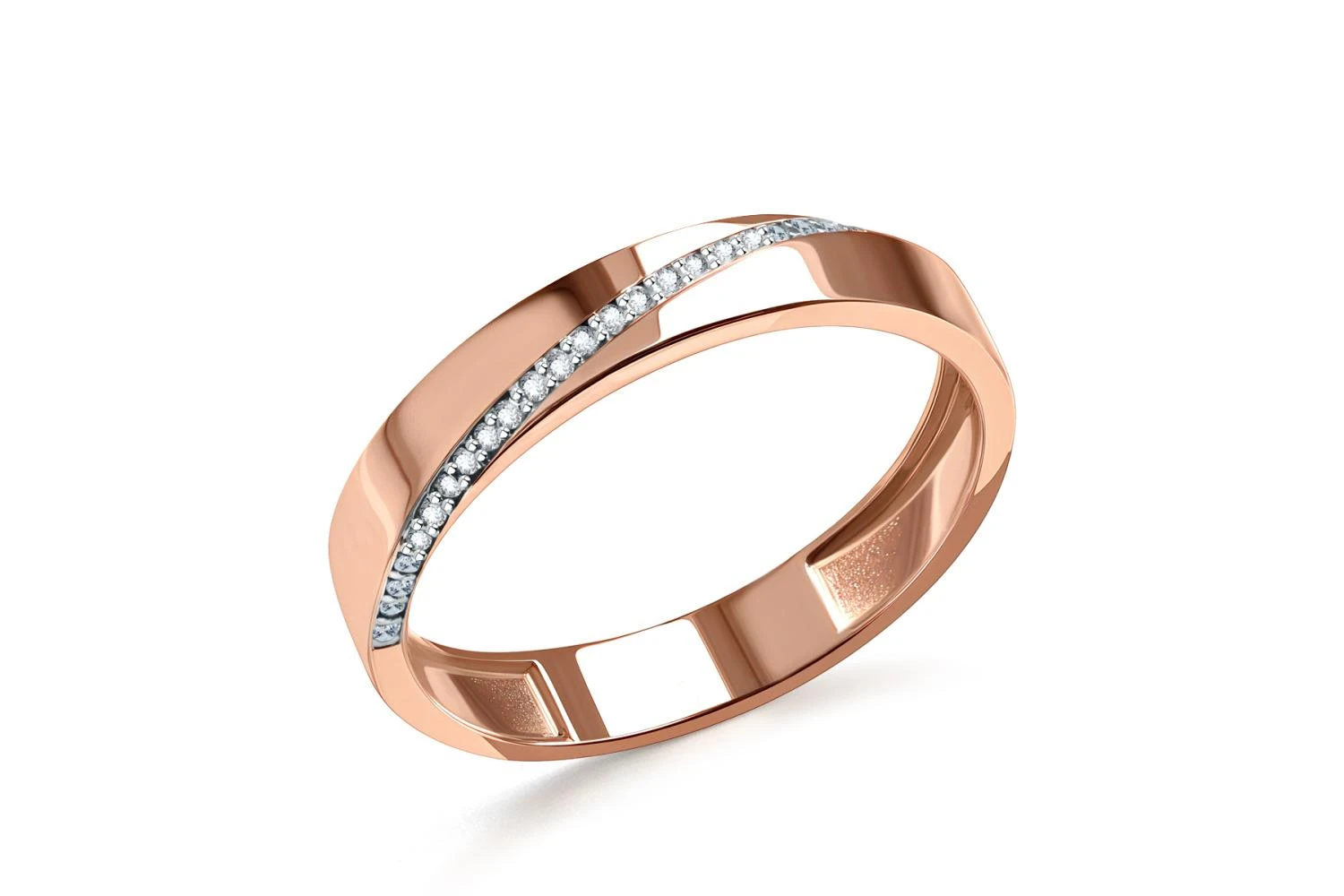 Кольцо из красного золота с 30 бриллиантами