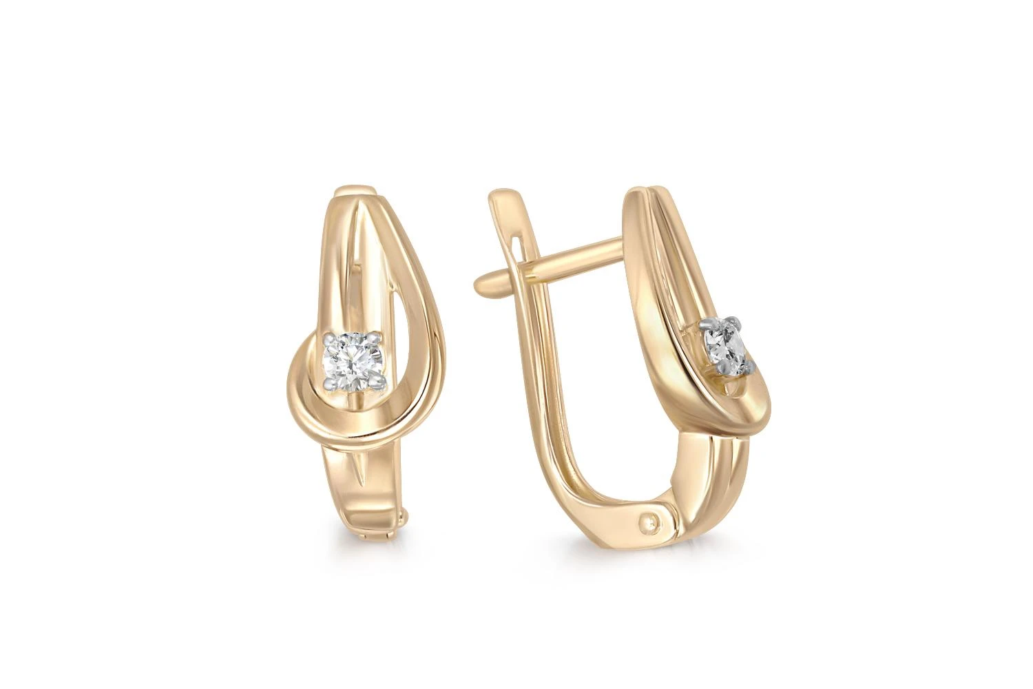 Серьги из жёлтого золота с 2 фианитами