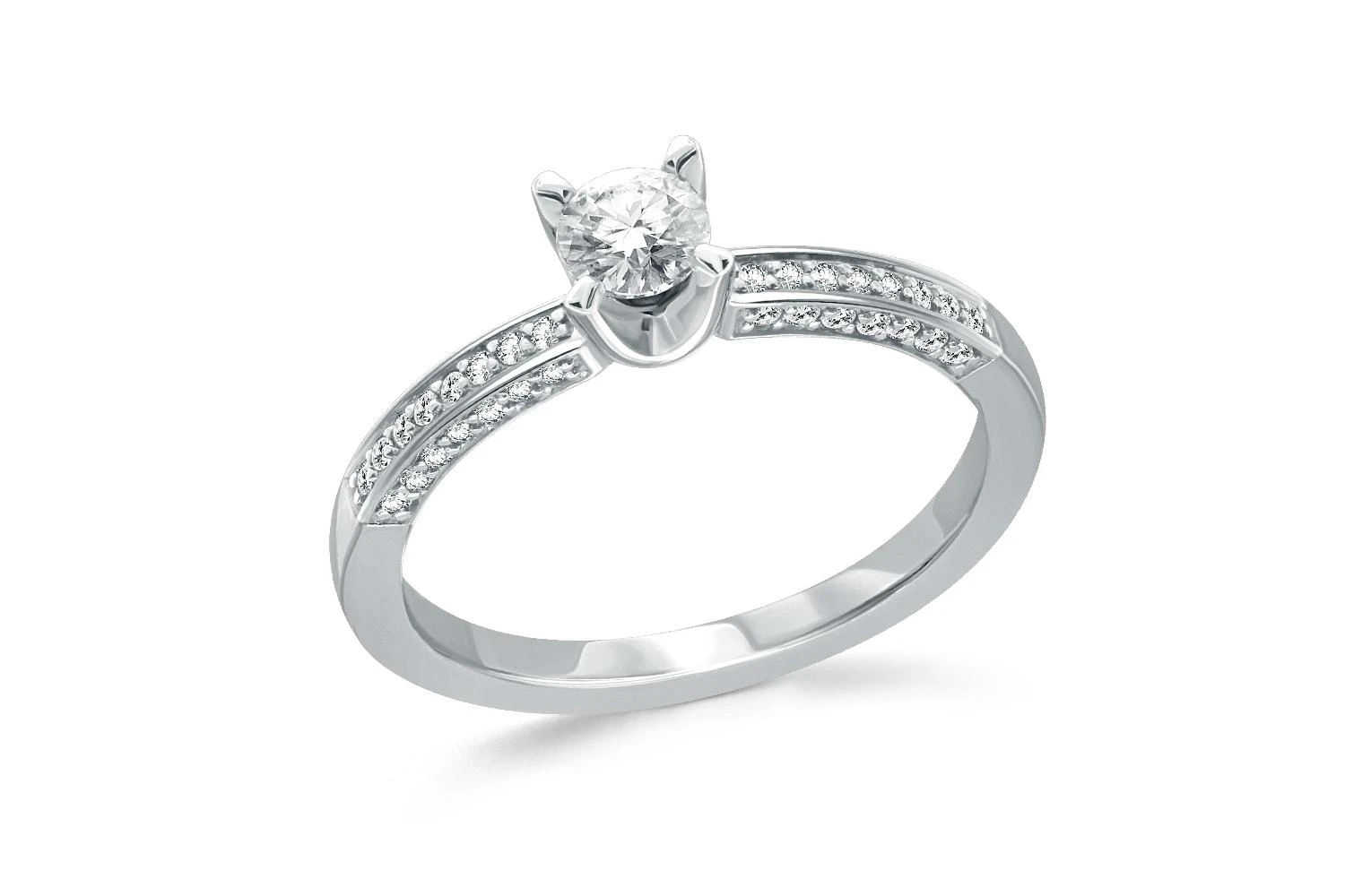 Кольцо из белого золота с 45 муассанитами