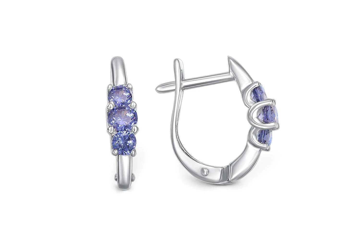 Серьги из белого золота с 6 фианитами