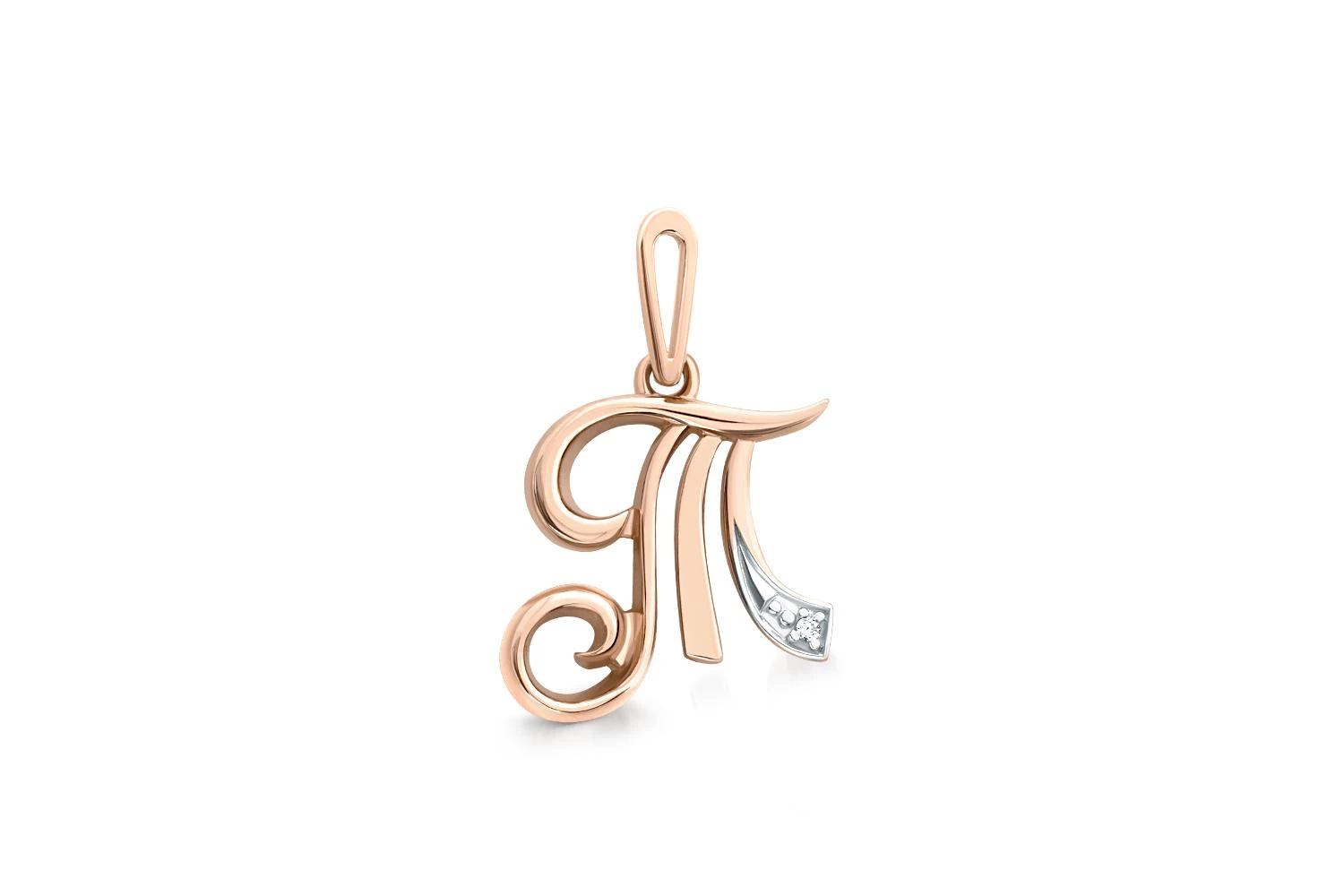 Подвеска Буква из красного золота с фианитом