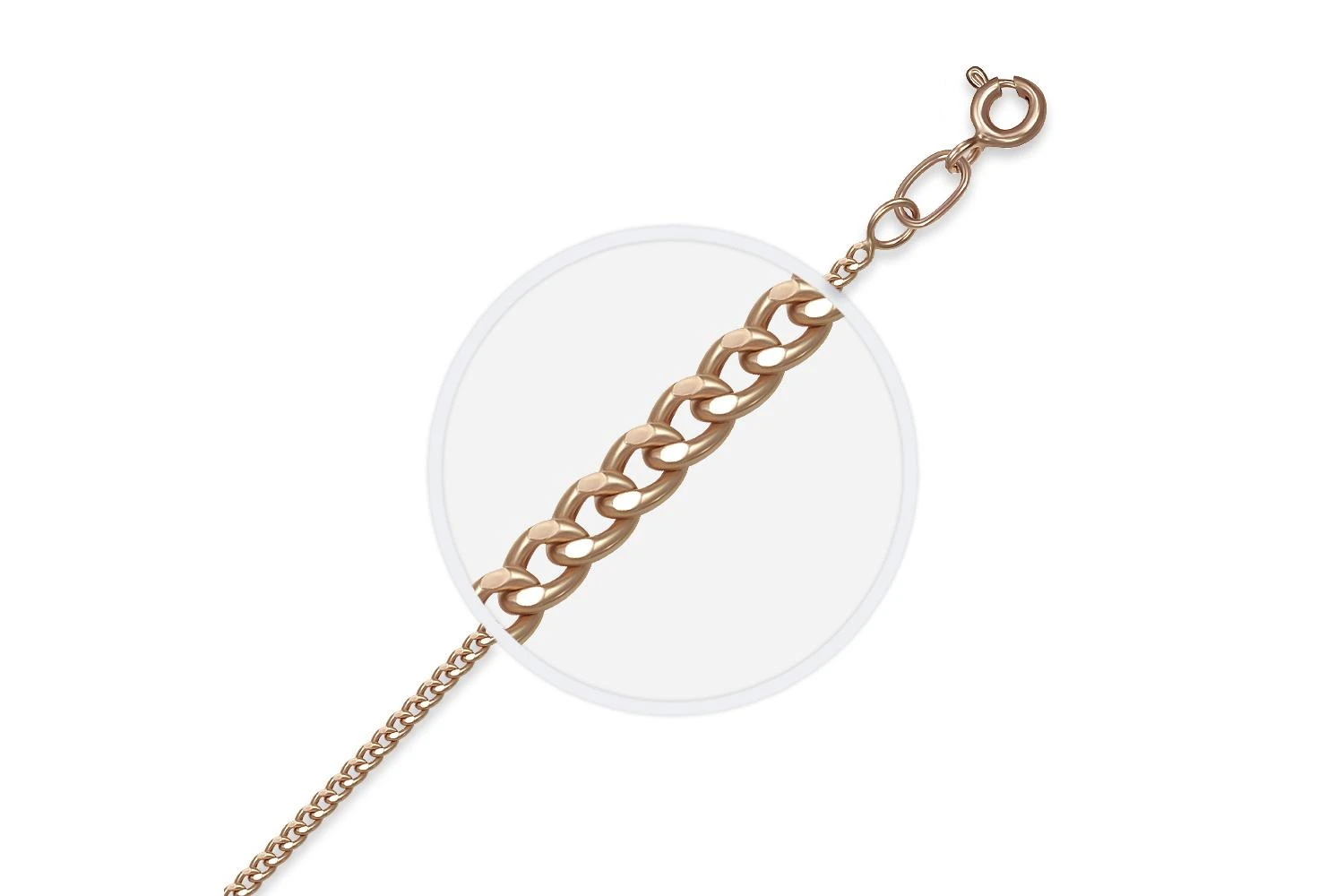 Цепь плетение панцирь ⌀ нити 0,50 мм  из красного золота