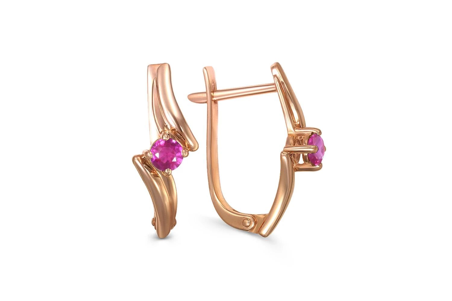Серьги из красного золота с 2 рубинами