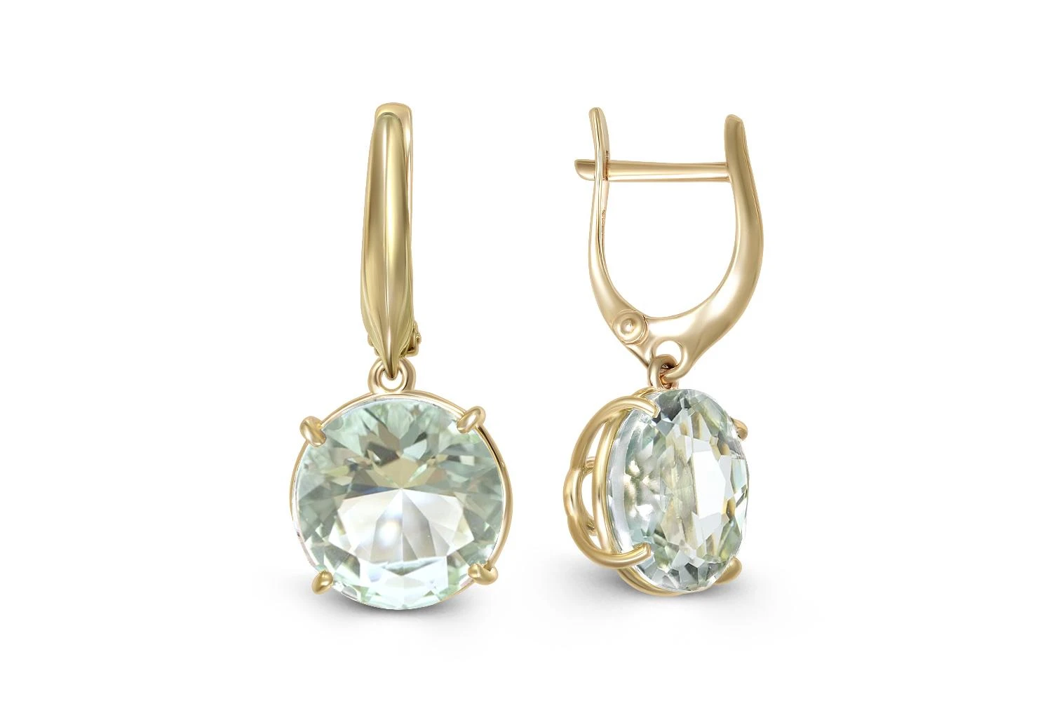 Серьги из жёлтого золота с 2 аметистами